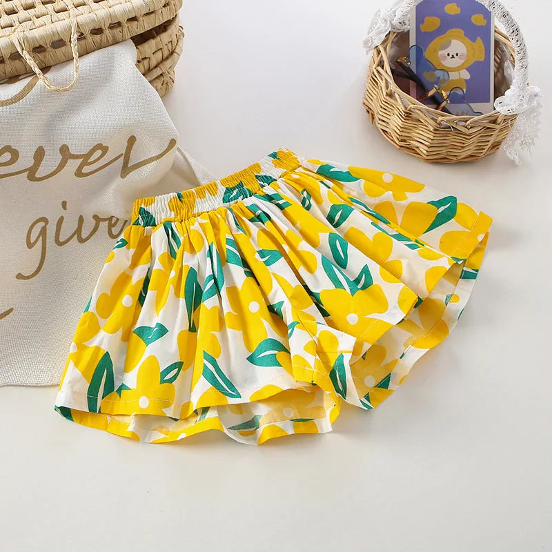 Cute Summer Cotton Girls Skirt Shorts for Kids 4-6Y
