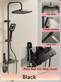 Black and White Gray Shower Set with Digital LED Display