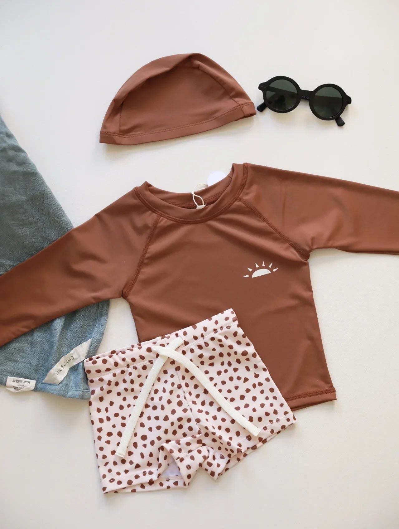 Boys Long Sleeve Swimwear Set for Summer Vacation Beach