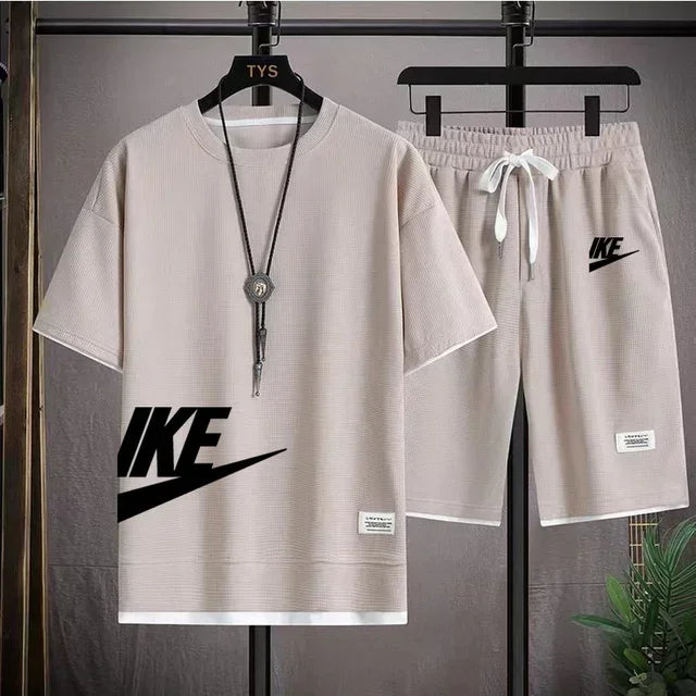 Men's Casual Sportswear Set with Short-Sleeved T-Shirt and Shorts