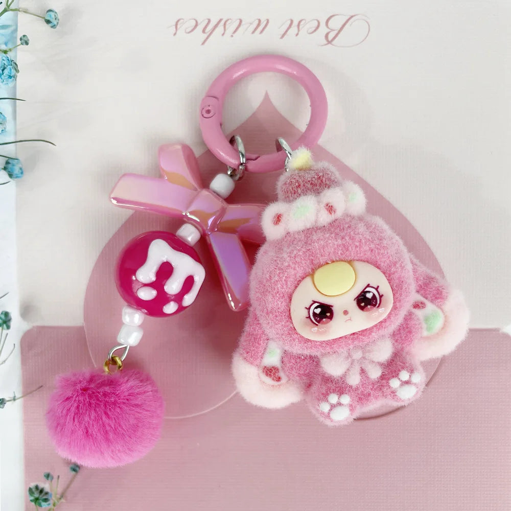 Cute Baby Doll Keychains for Kids Flocking Keyring Accessories
