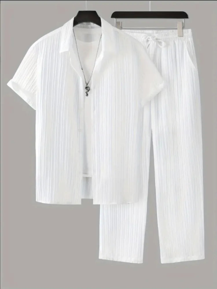 Ayrbao Men's Casual Summer Suit Set for Travel and Leisure