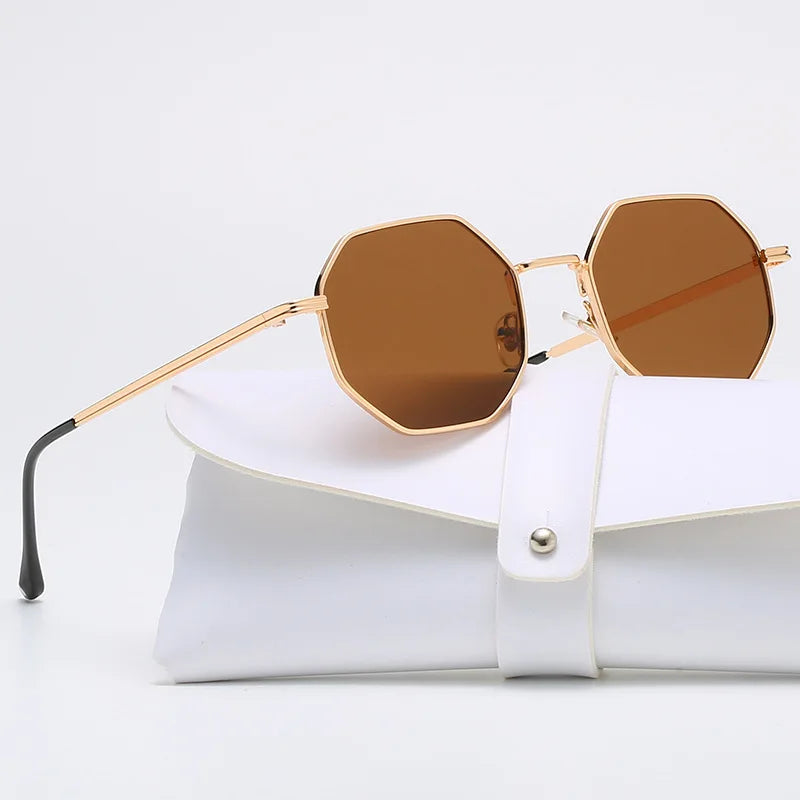 Polygon Metal Sunglasses for Women with UV400 Protection