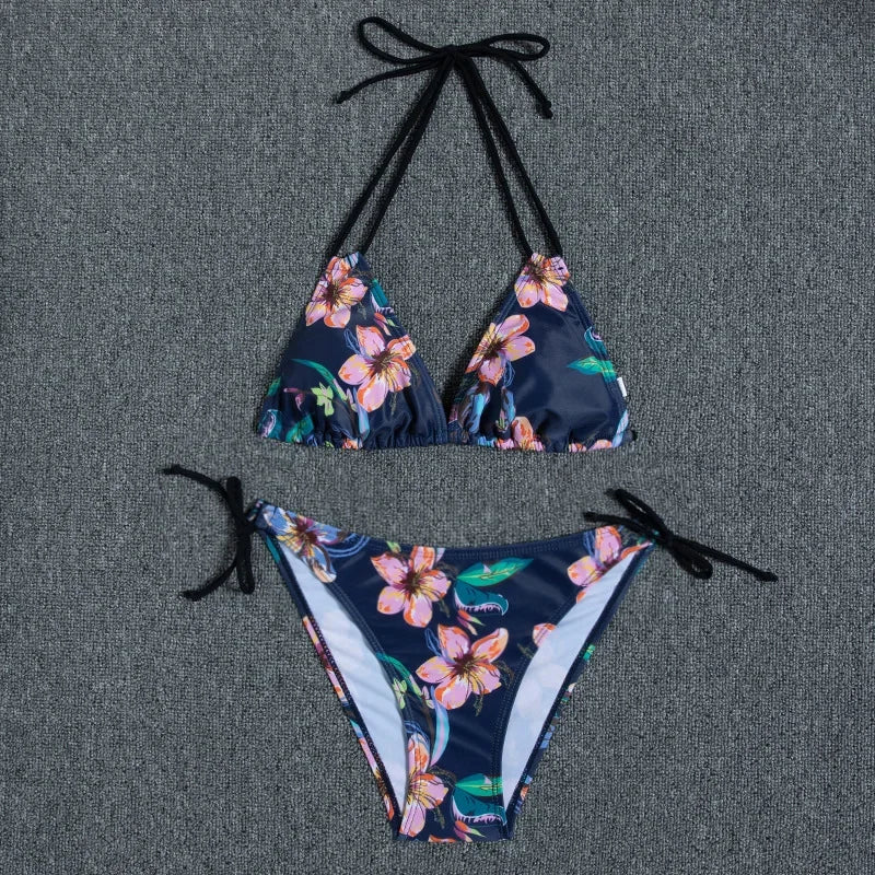 Floral Print Push Up Bikini Set for Women in Polyester Blend