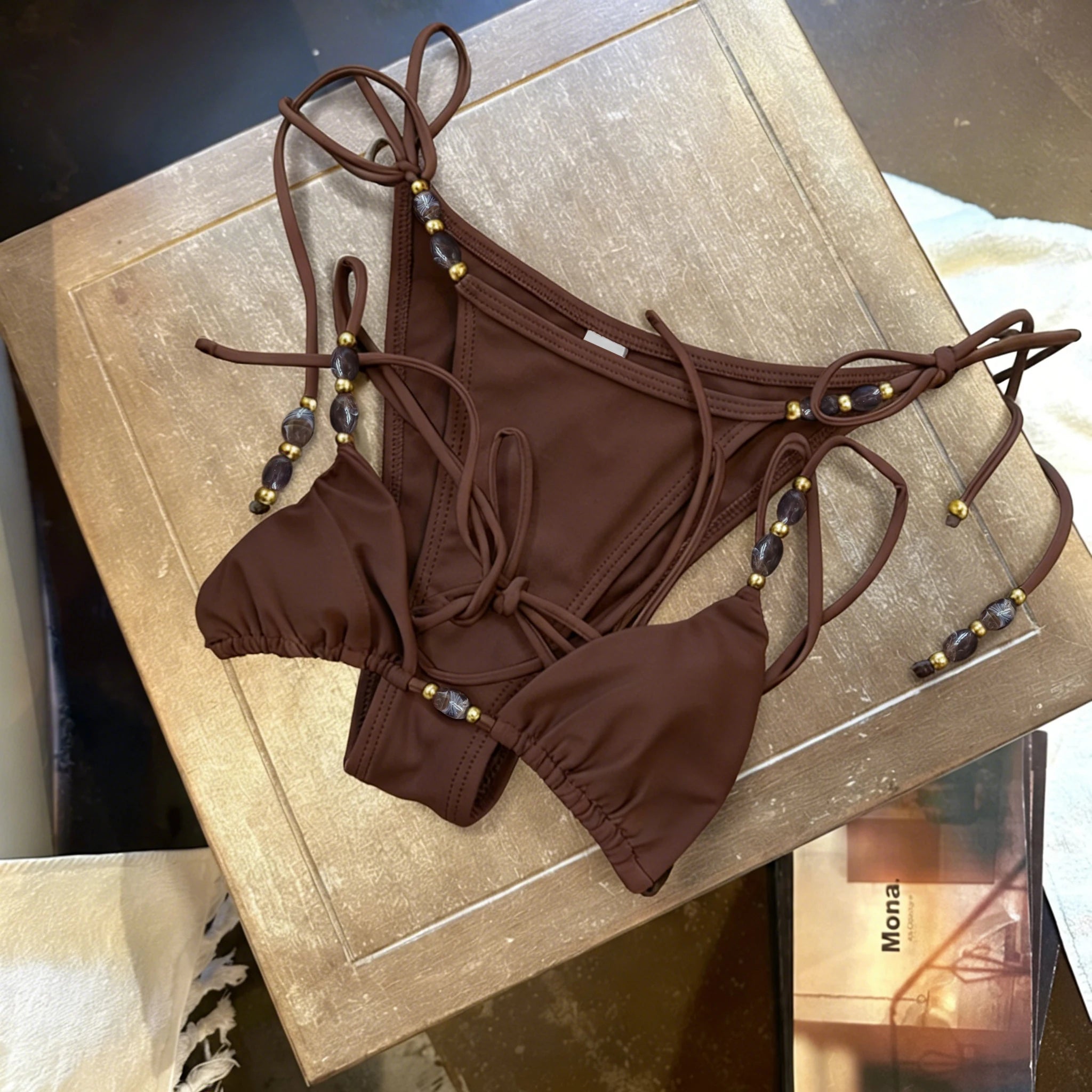 Shiny Bandeau Bikini Swimsuit for Women by MALEY LifeStyle
