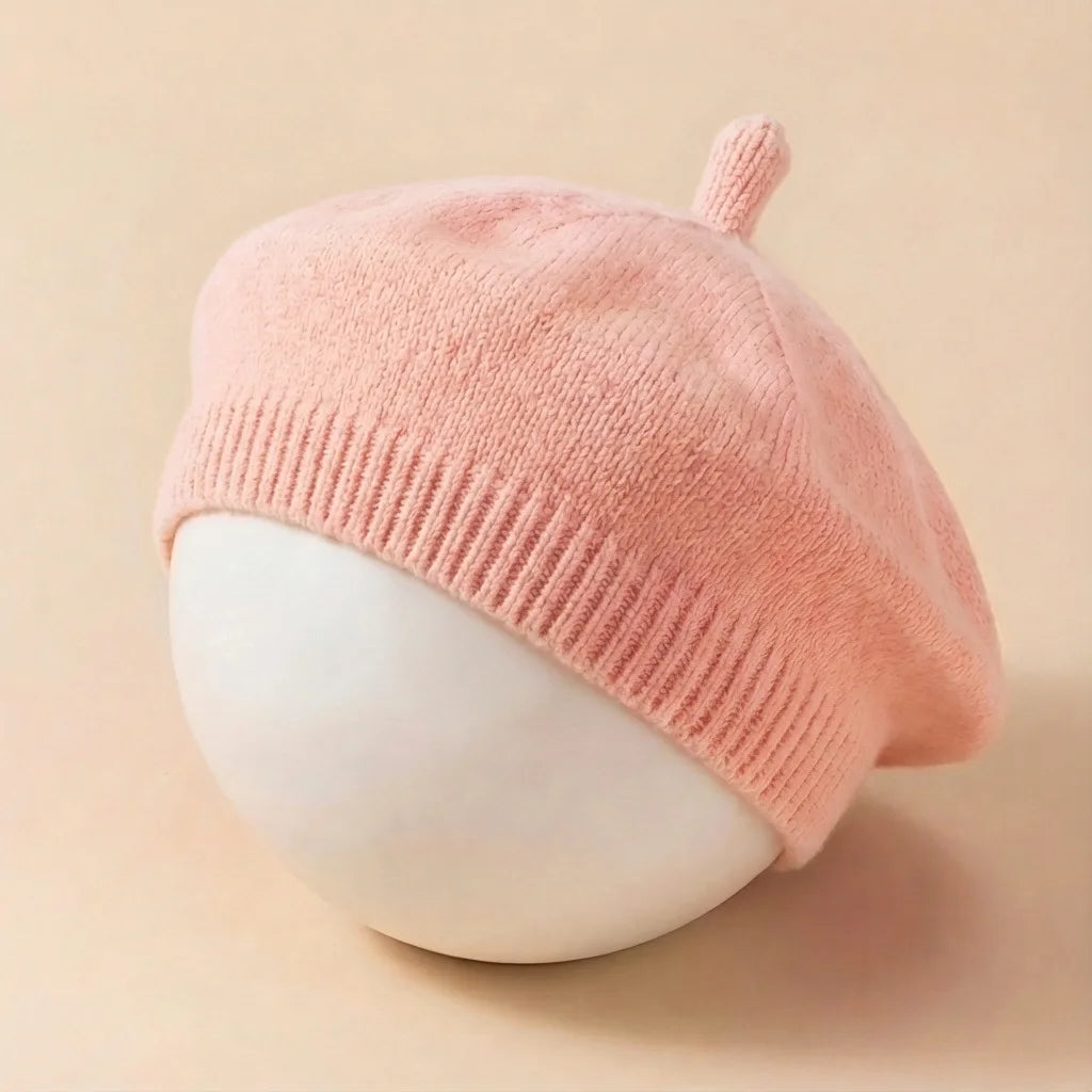 Solid Color Baby Beret Hat for Spring Infant Protection