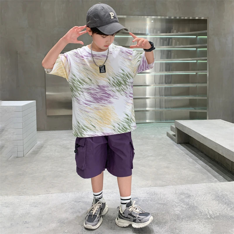 Boys Summer Clothing Set Casual Outfit for Ages 5-14