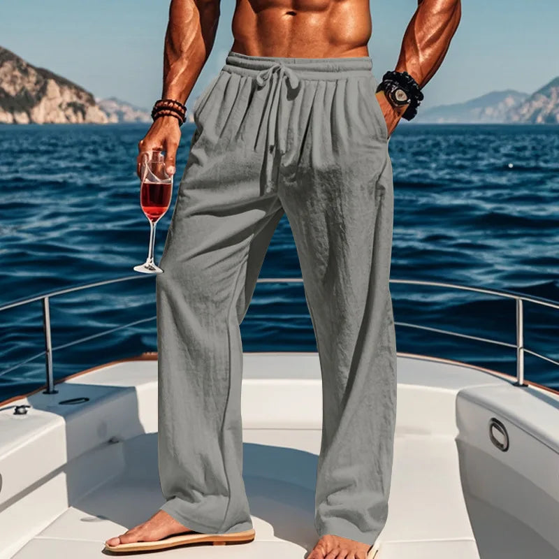 Men's 16-Color Breathable Linen Yoga Pants Loose Casual Sportswear for Spring/Summer 2025 European And American Style