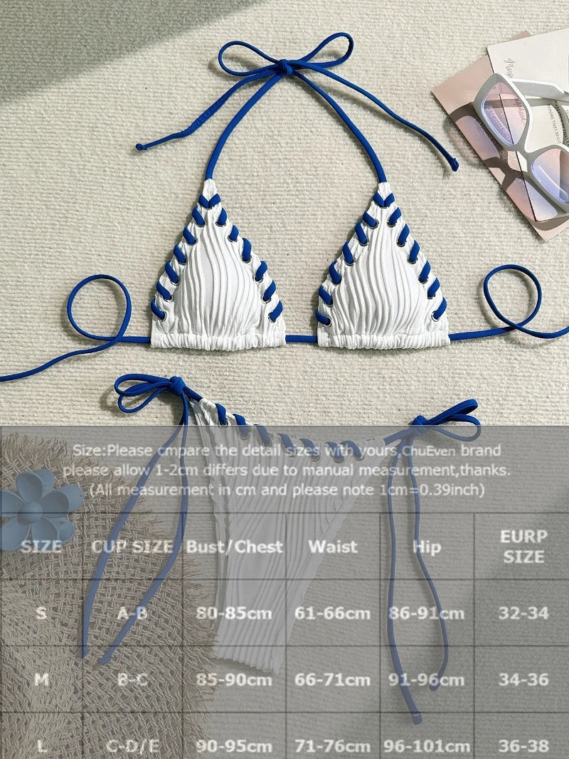 UOSU Women's Low Waist Solid Polyester Bikini Set