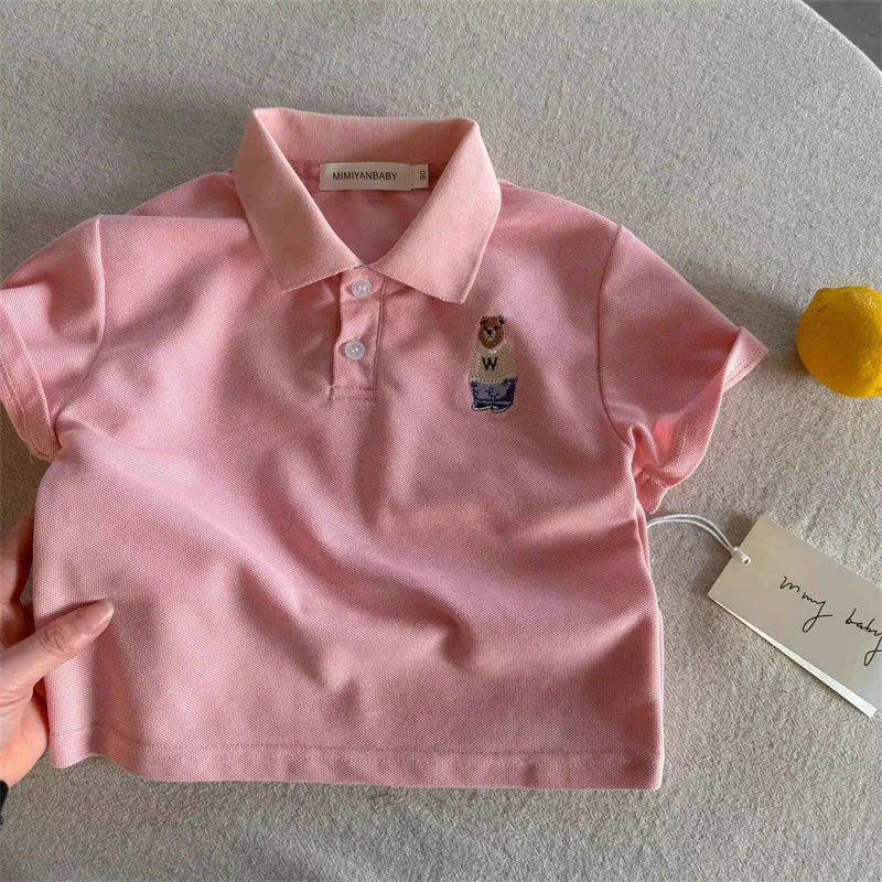 Toddler Boys Cartoon Polo T-shirt in Cotton for Summer