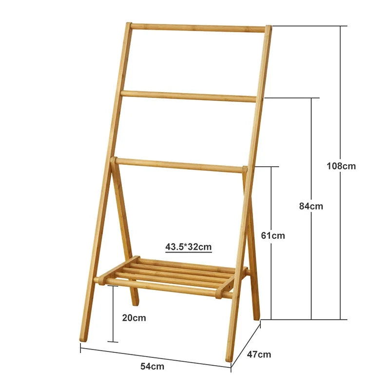 Brown Bamboo Bedside Clothes Rack for Bedroom Organization