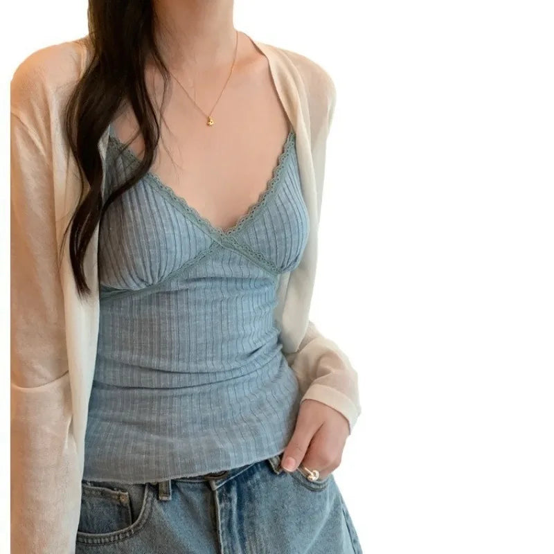 Lace Cami Top for Women Slim Fit Summer Layering Vest