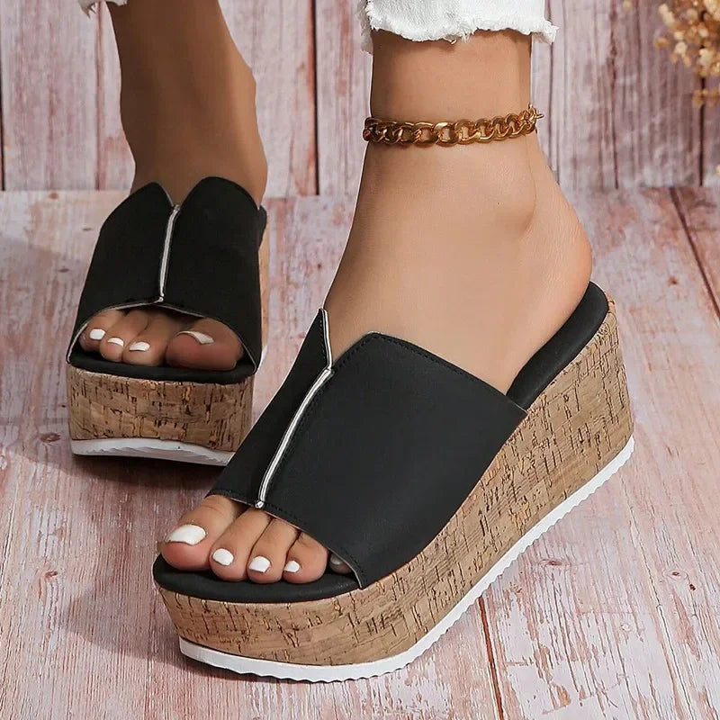 MALEY LifeStyle Women's Summer Platform Wedge Slip-On Sandals