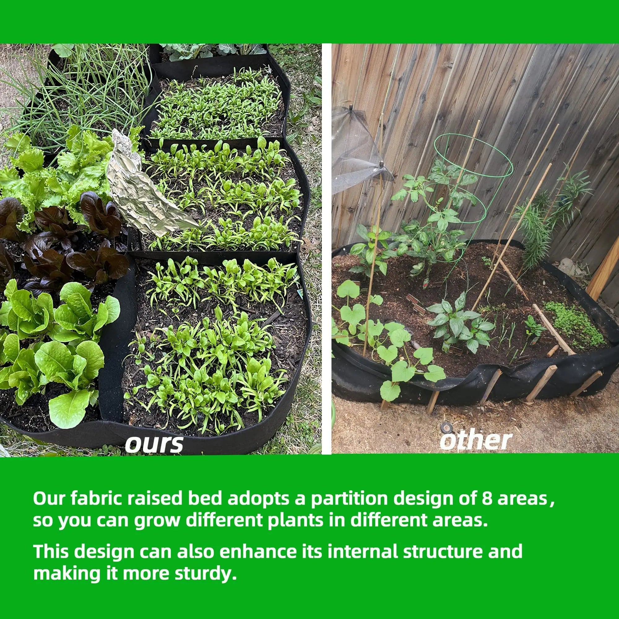 Fabric Raised Garden Bed Planter for Growing Vegetables and Flowers