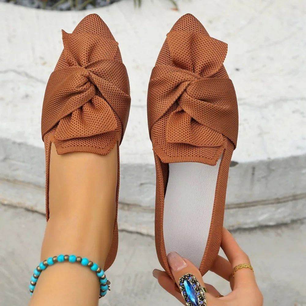 Beige Mesh Slip-On Loafers for Women by MALEY LifeStyle