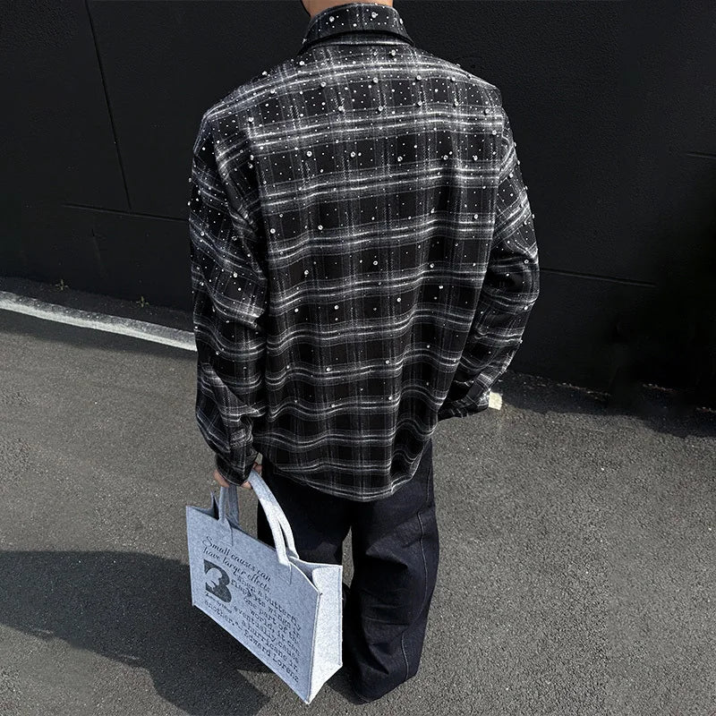 LUZHEN Men's Casual Plaid Long Sleeve Shirt for Spring