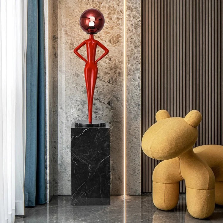 Modern Minimalist LED Floor Lamp in Black Resin for Hotels