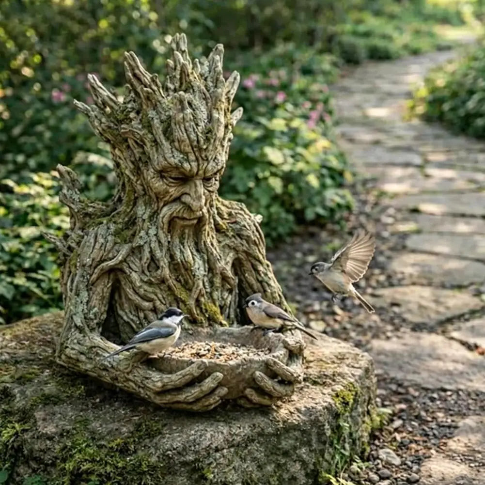 Artistic Resin Bird Feeder with Tree Spirit Design
