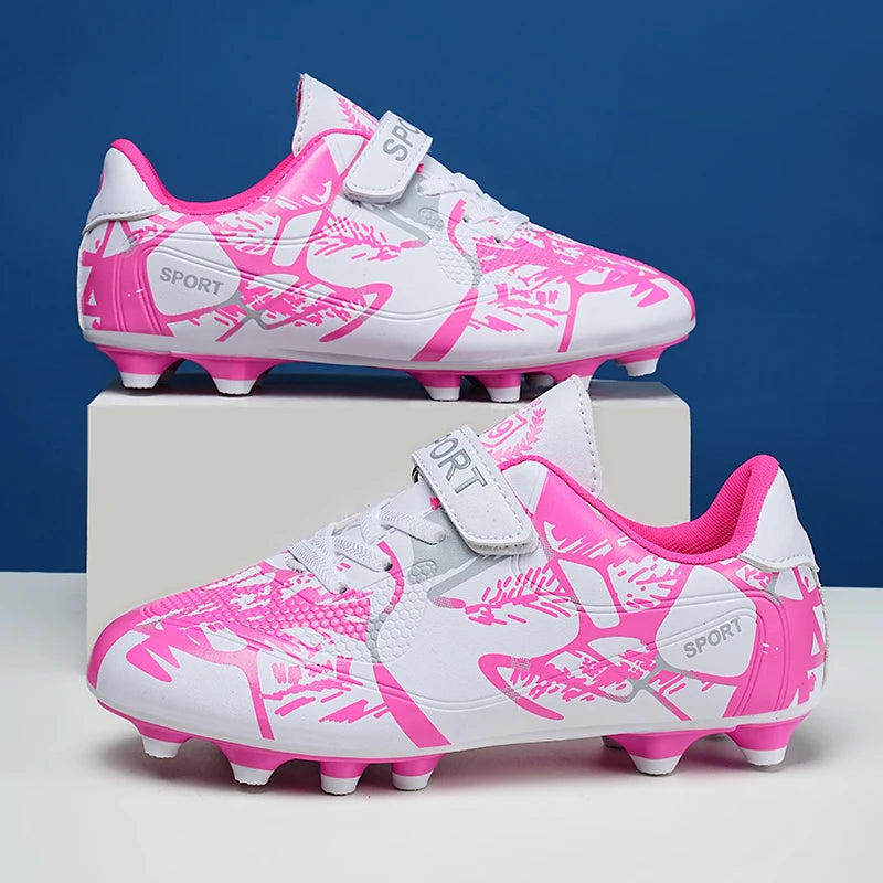 Sxfdneay Boys Soccer Cleats Velcro Leather Training Shoes