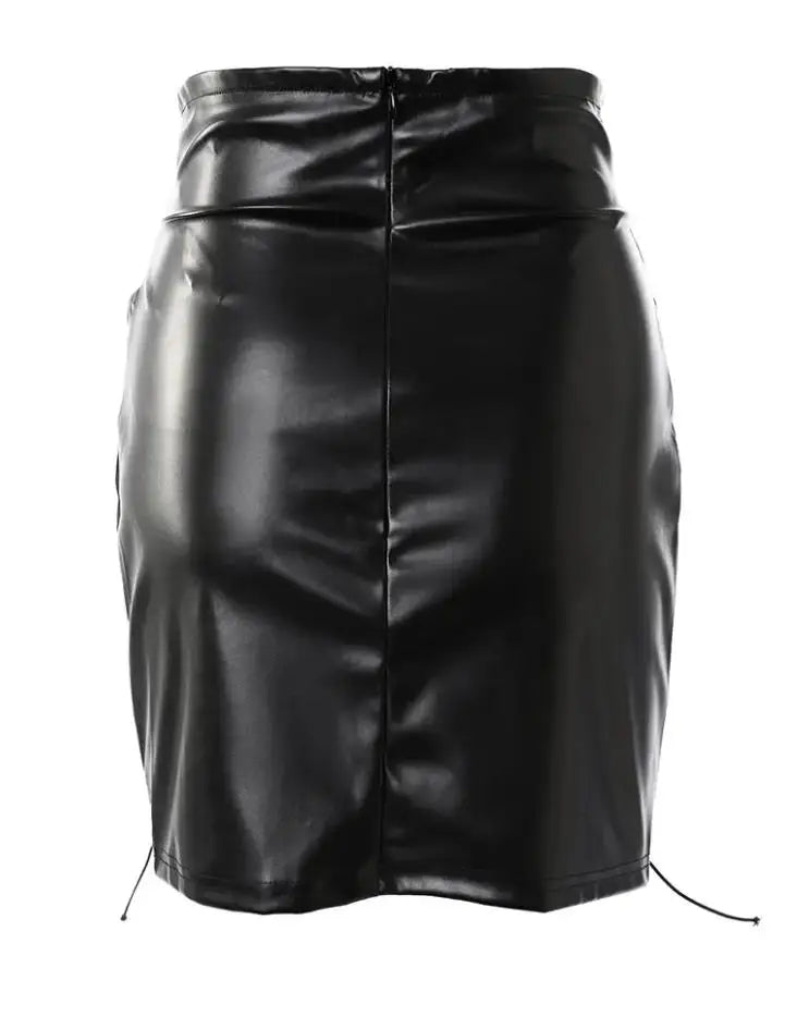 High Waist PU Leather Mini Skirt for Women by EAEOVNI