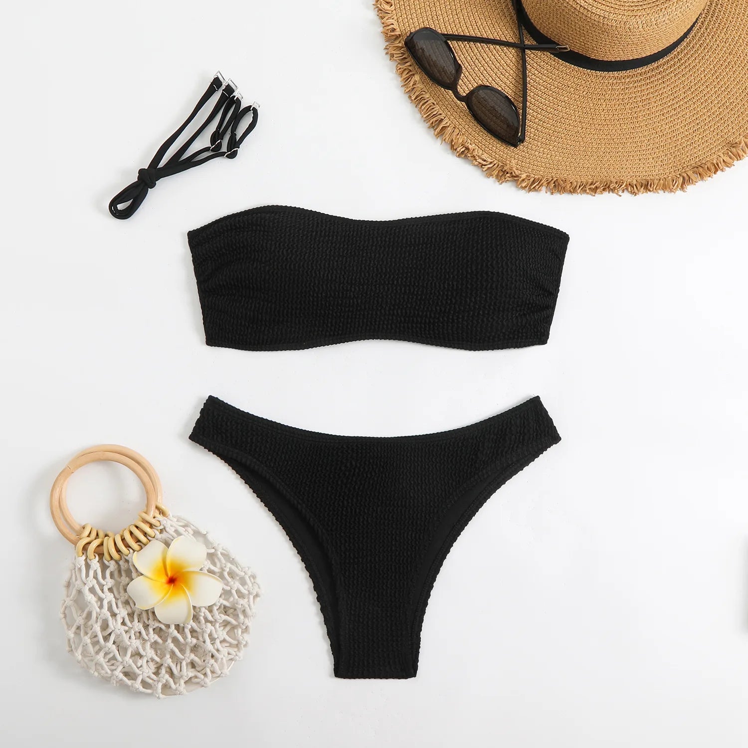 RUAON Women's Summer Bikini Set with Bandeau Neckline