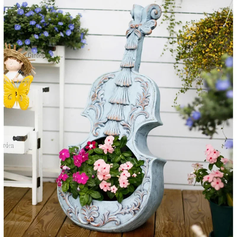 Modern Violin Planter Flower Pot for Balcony and Garden