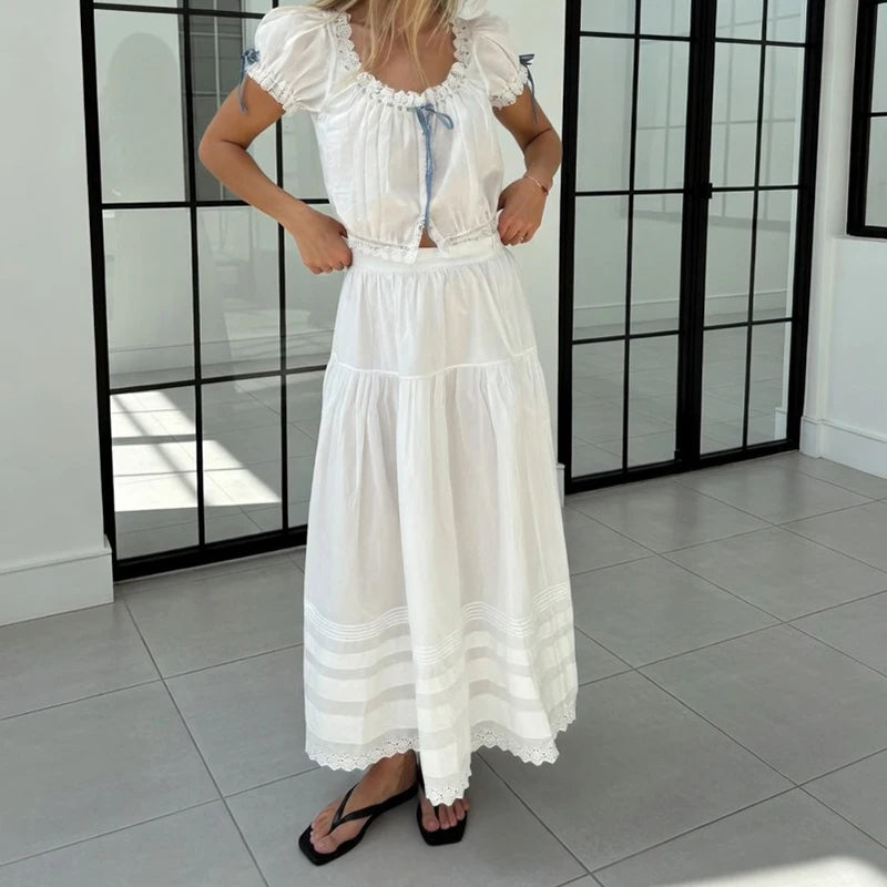 Chic High Waist Vintage A-line Skirt for Women