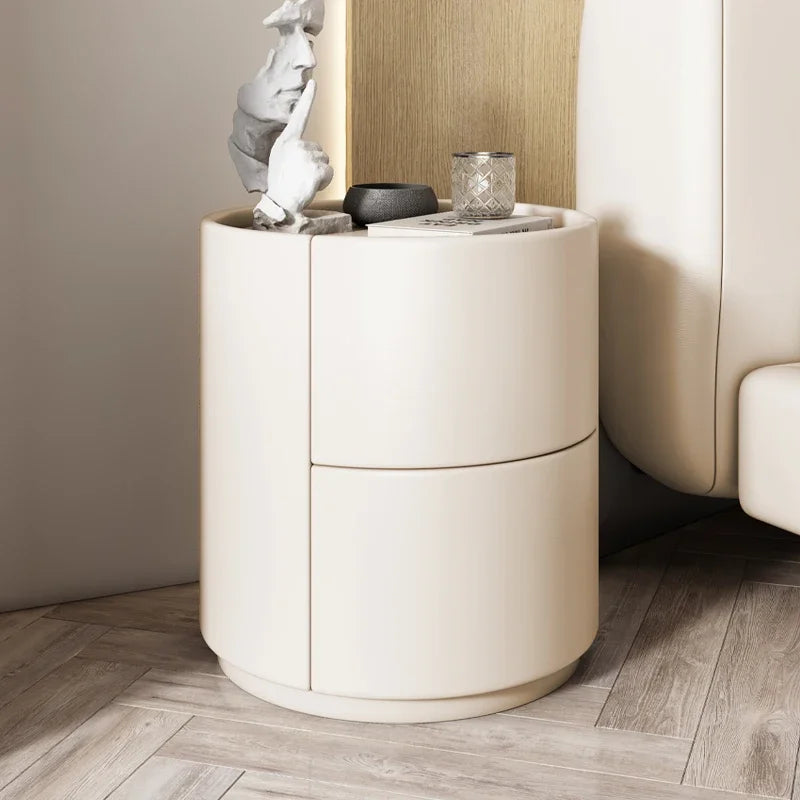 Modern Minimalist Solid Wood Nightstand with Two Drawers