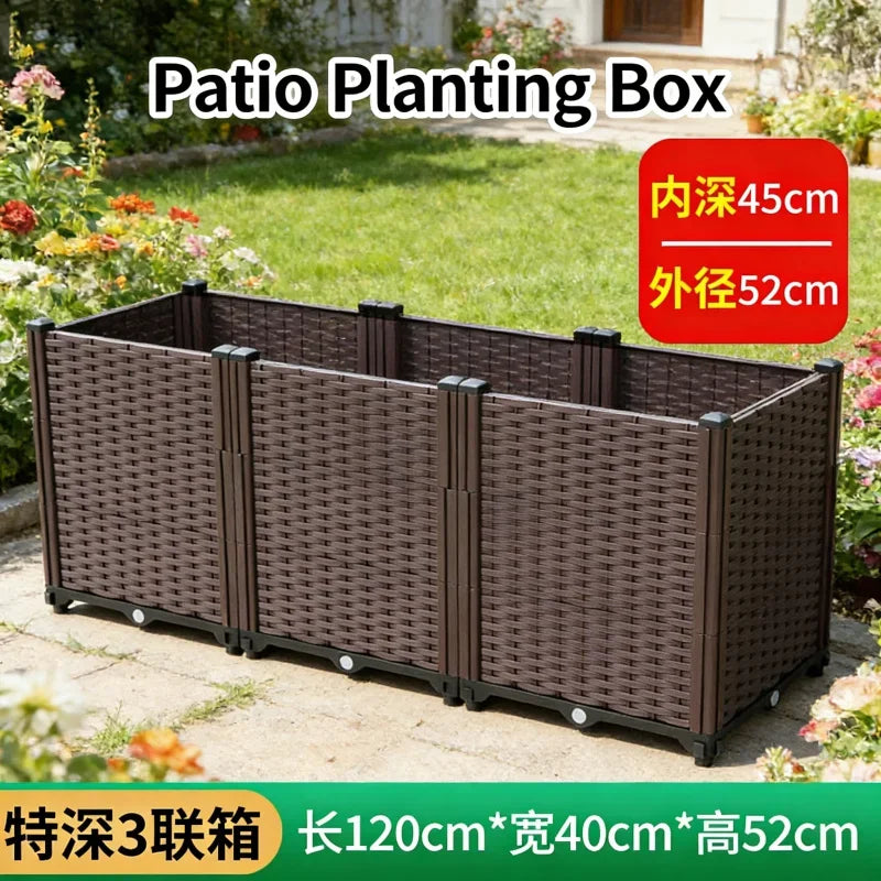 Heavy Duty Plastic 3-Tier Planter Box for Outdoor Use