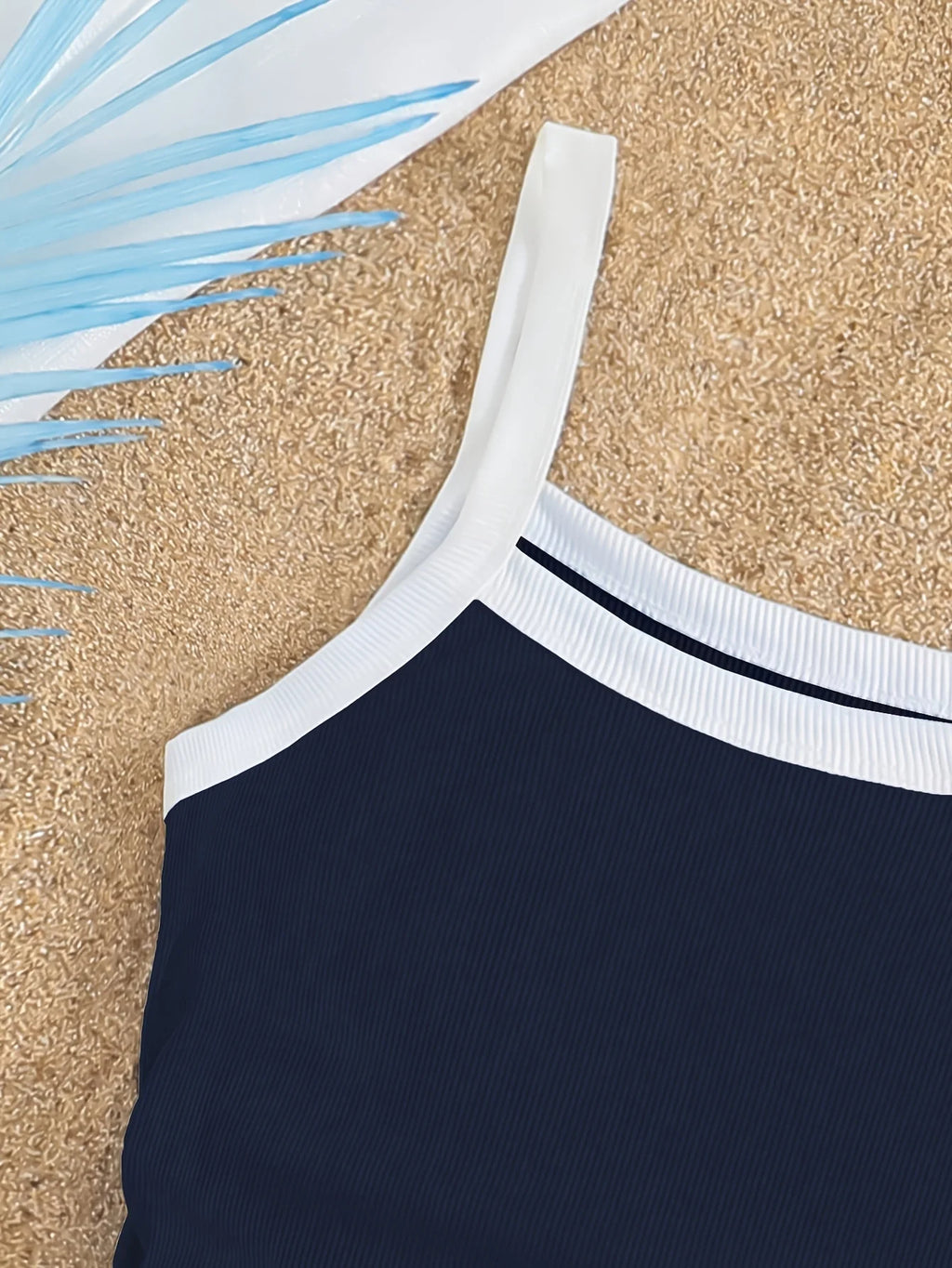 Navy Blue Ribbed Tank Top for Girls Aged 5-13
