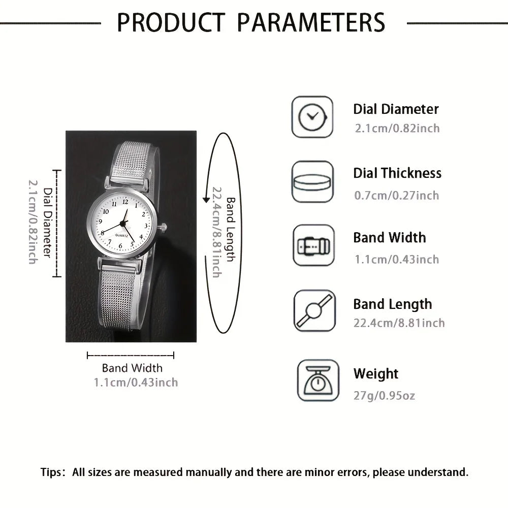 Elegant Ladies Quartz Wristwatch with Stainless Steel Band