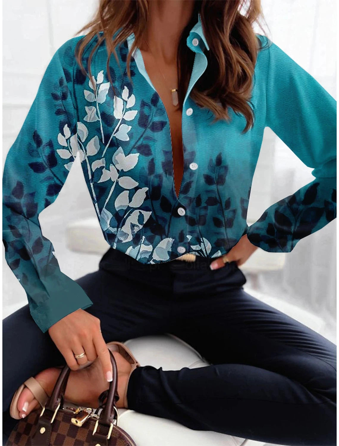 Women's Floral Printed Office Shirt for Autumn 2024