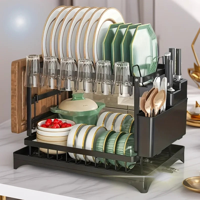 Double-layer Stainless Steel Kitchen Bowl Drain Rack