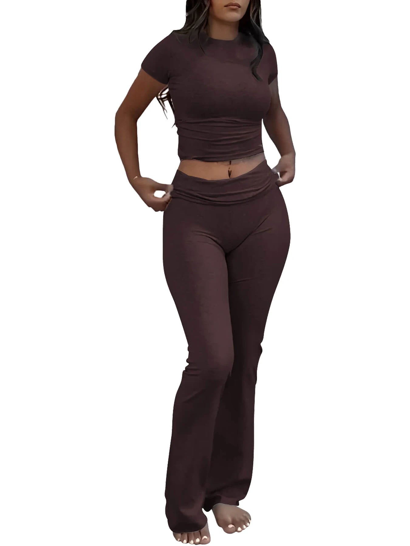 High Waist Flare Pants Tracksuit Set for Women by charnisha