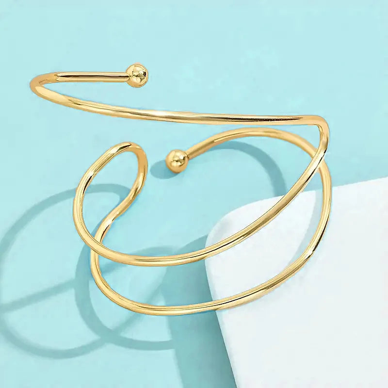 Trendy Geometric Cuff Bracelet for Women in Gold Color