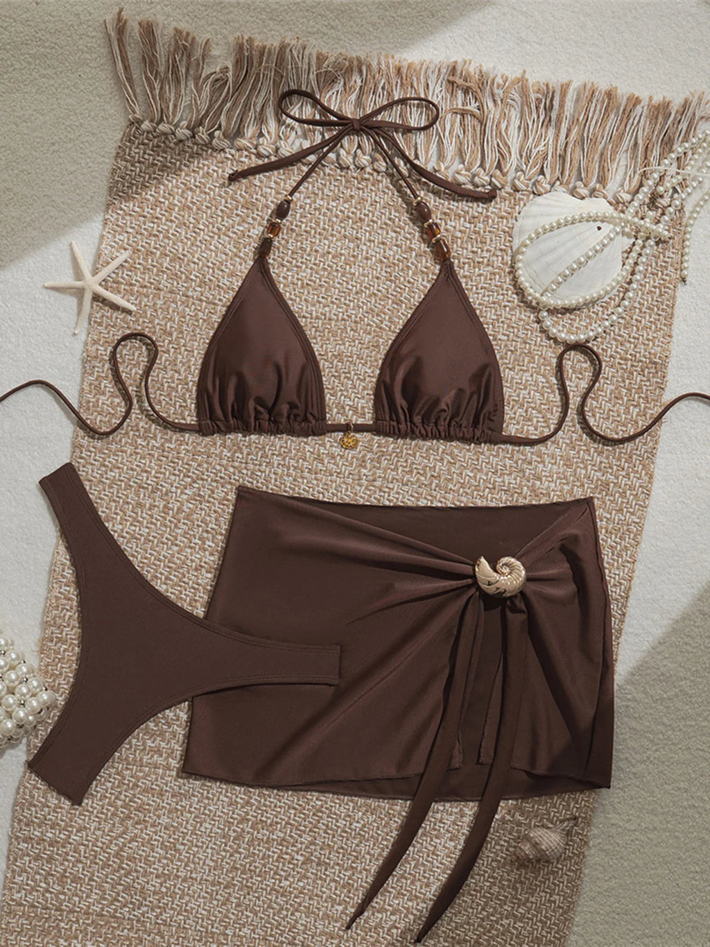 Elegant Halter Neck Bikini Set for Women with Skirt