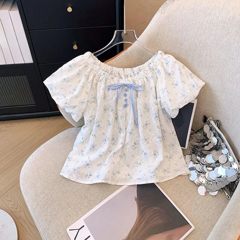 Cute Floral Blouse for Girls Summer Casual Wear