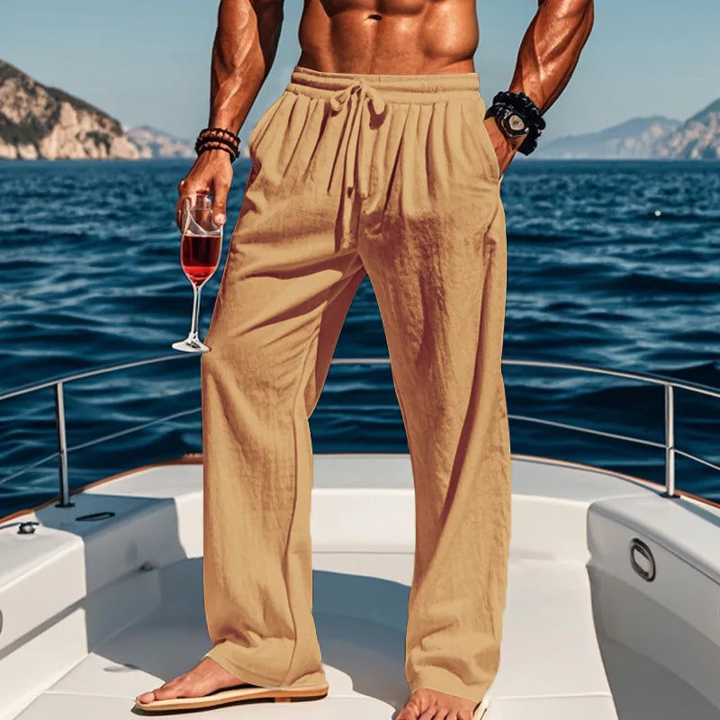 Men's 16-Color Breathable Linen Yoga Pants Loose Casual Sportswear for Spring/Summer 2025 European And American Style
