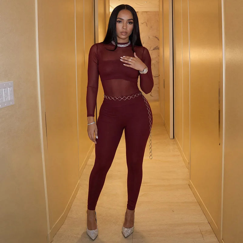 LEOSOXS Women's Casual 2 Piece Set with High Waist Pants
