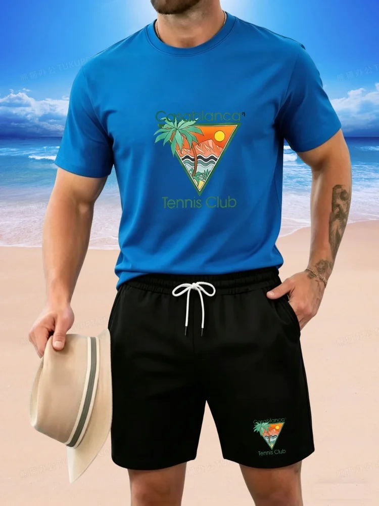 2026 New Trendy Men's Casual Set: A Simple and Stylish Short Sleeved Breathable Top and Pants Two-piece Set, Easy and Versatile