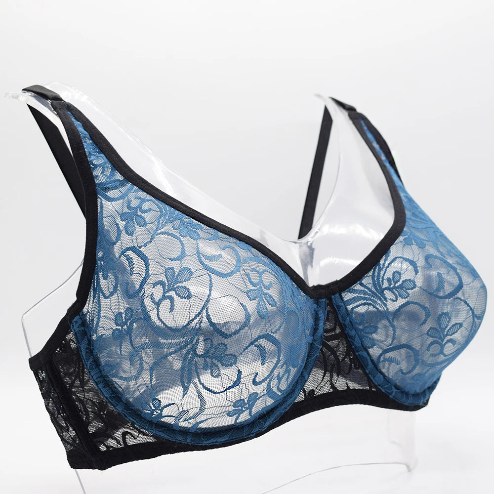 Sexy Lace Underwire Bra with Embroidery for Women
