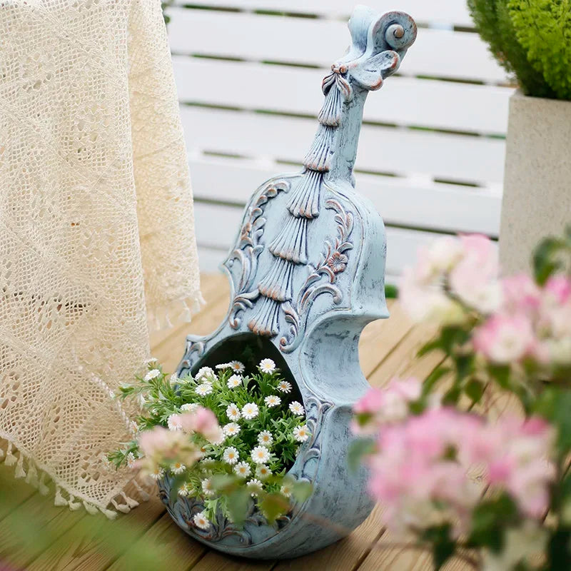 Modern Violin Planter Flower Pot for Balcony and Garden