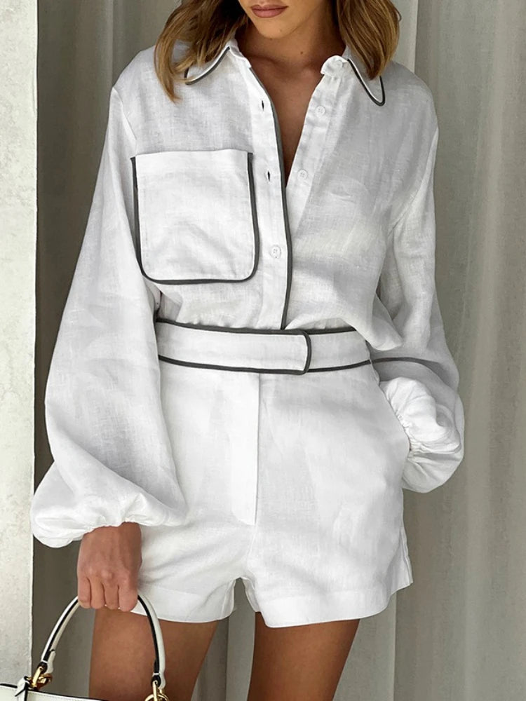 Cotton Linen Women's Two-Piece Set for Spring and Summer
