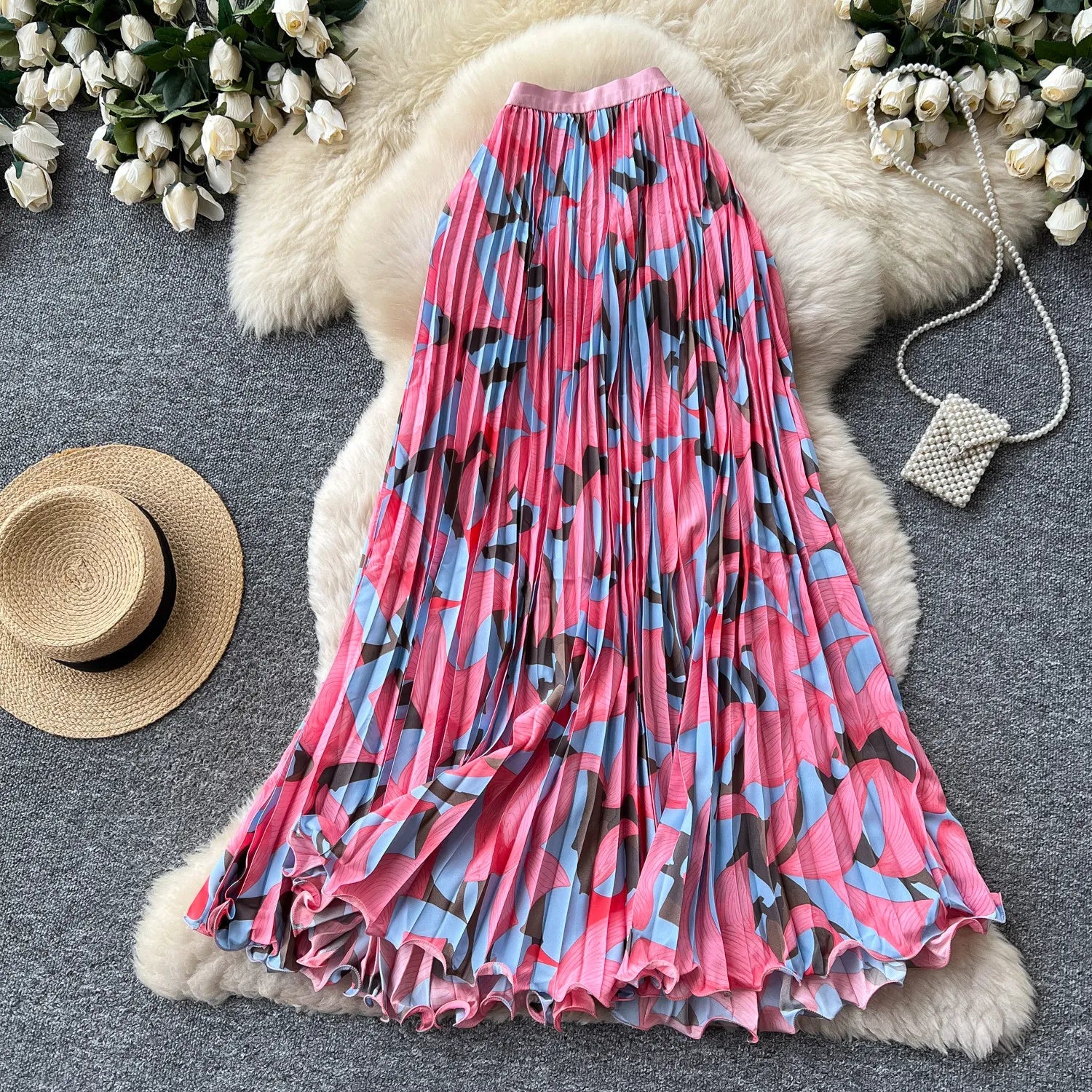 Elegant A-Line Mid Length Skirt for Women in Polyester