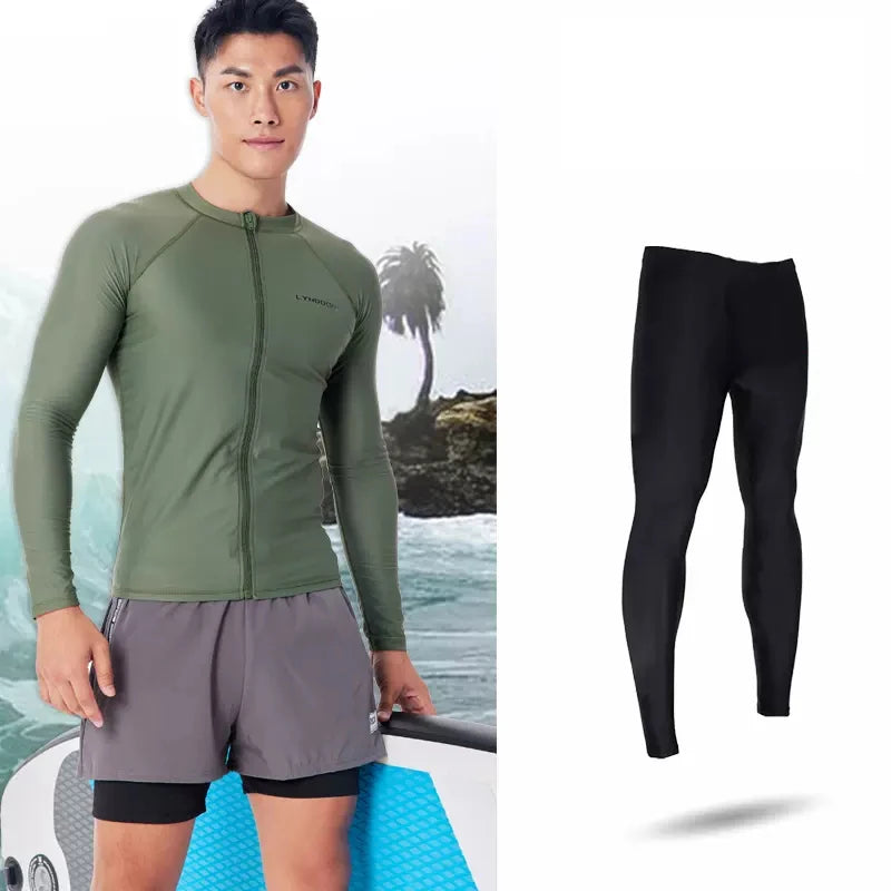 New Men Swimming T-shirt Swimsuit Beach UV Protection Rash Guard Diving Swimwear Long Sleeve Surfing Suit Surf Clothes Rashguard