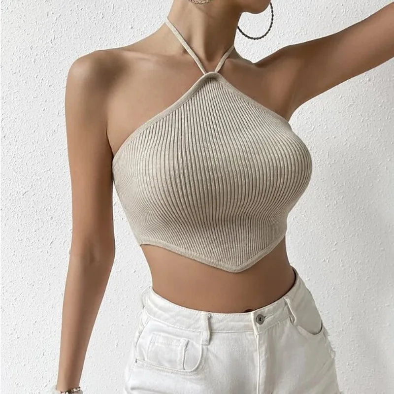Stylish Women's Knitted Backless Tank Top for Spring Summer
