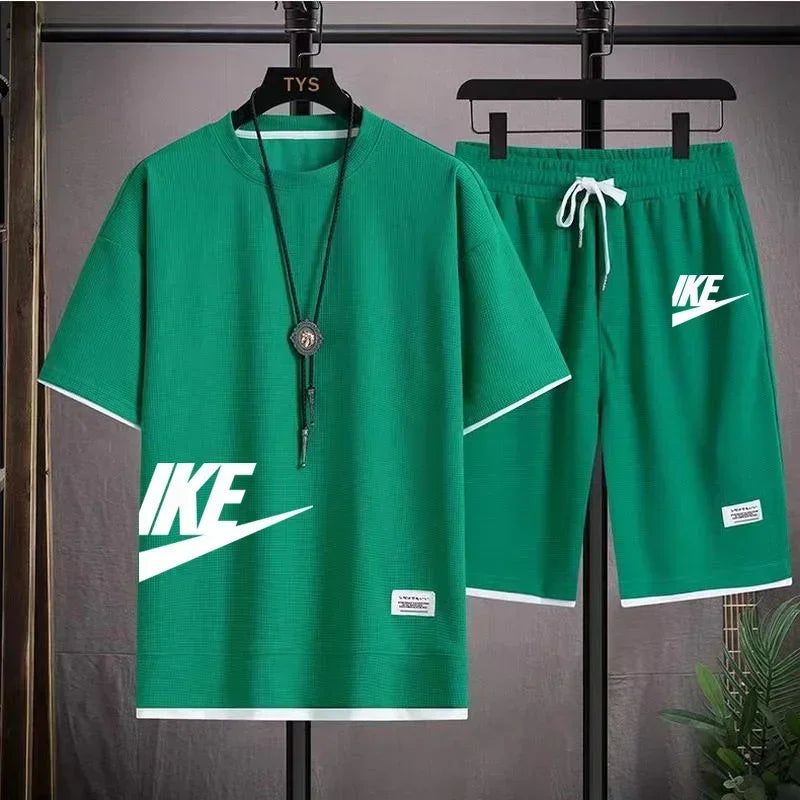 Men's Casual Sportswear Set with Short-Sleeved T-Shirt and Shorts