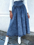 Solid Color High Waist A-Line Denim Skirt for Women