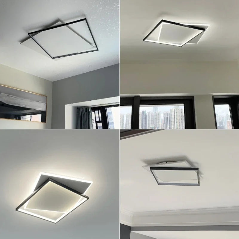 Modern Minimalist Square Ceiling Light in Black