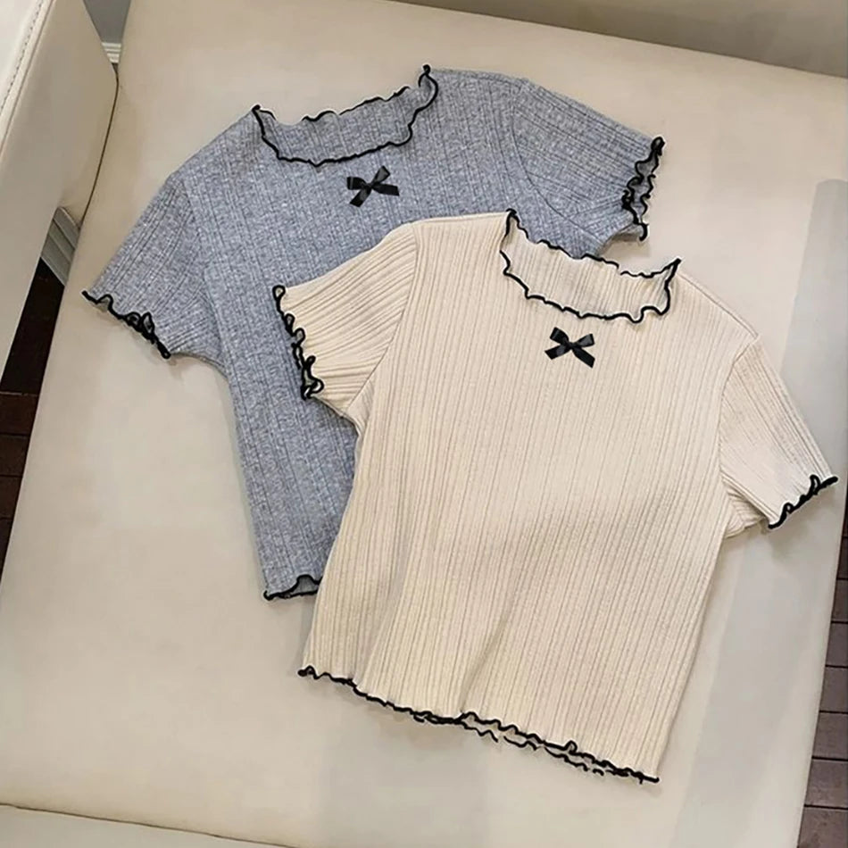 Girls' Korean Style Ice Silk T-shirt for Summer 2025